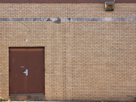Close up of Historic Building Brick Wall Rural East Texasの写真素材