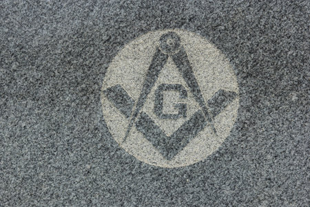Historic Headstone With Mason Symbol in Rural East TX Cemeteryの写真素材