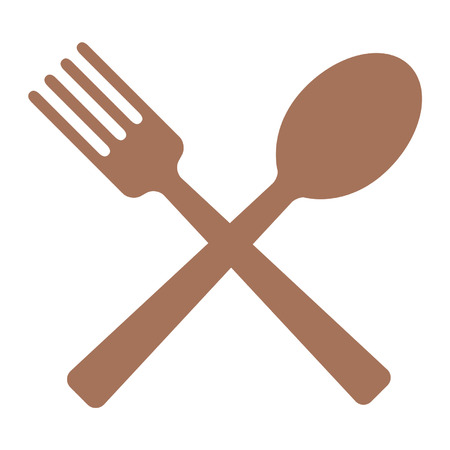Crossed spoon and fork flat icon for apps and websitesのイラスト素材