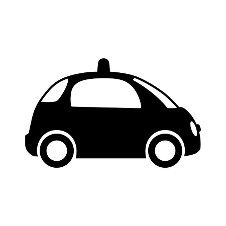 Autonomous self-driving driverless vehicle side view flat iconのイラスト素材