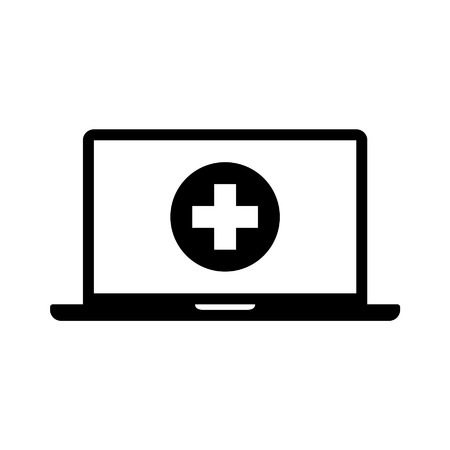 Electronic healthmedical record laptop flat icon for healthcareのイラスト素材