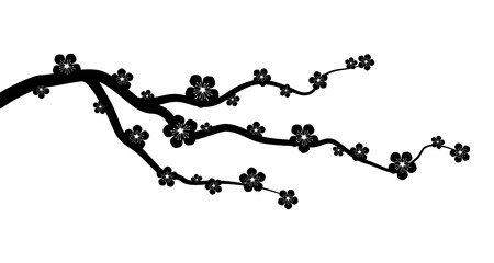 Peach or cherry blossom tree branch with flowers flat vector graphicのイラスト素材