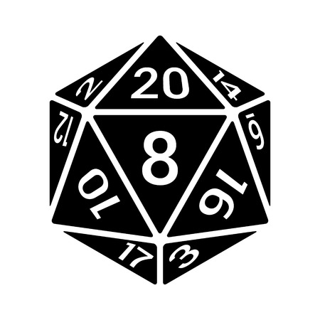 20 sided  20d dice with numbers line art icon for apps and websitesのイラスト素材