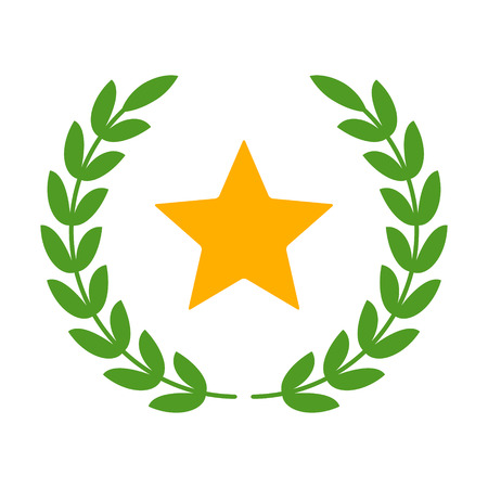 Laurel wreath with star - symbol of victory and glory flat iconのイラスト素材