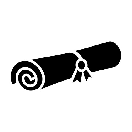 Diploma  degree with ribbon flat icon for apps and websitesのイラスト素材