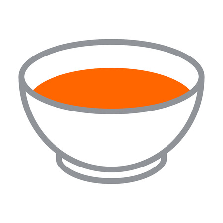 Bowl of tomato soup flat color icon for apps and websitesのイラスト素材