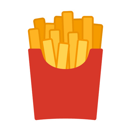 French potato fries flat color icon for food apps and websitesのイラスト素材
