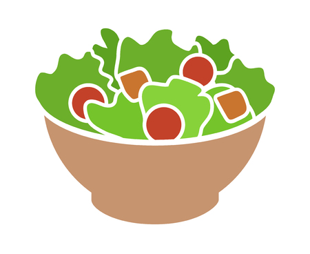 Garden salad with lettuce, tomatoes  bread crumbs flat color icon for apps and websitesのイラスト素材