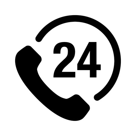 24 hour customer phone service flat icon for apps and websites