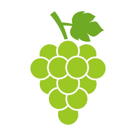 Bunch of white table grapes with leaf flat color icon for food apps and websitesのイラスト素材