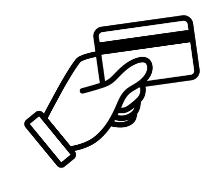 Hand swipe credit card during purchase line art icon for apps and websitesのイラスト素材