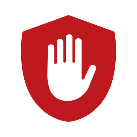 Shield with hand block / adblock flat icon for apps and websitesのイラスト素材