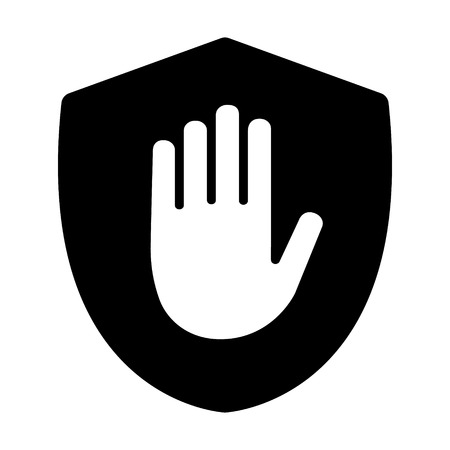 Shield with hand block / adblock flat icon for apps and websitesのイラスト素材