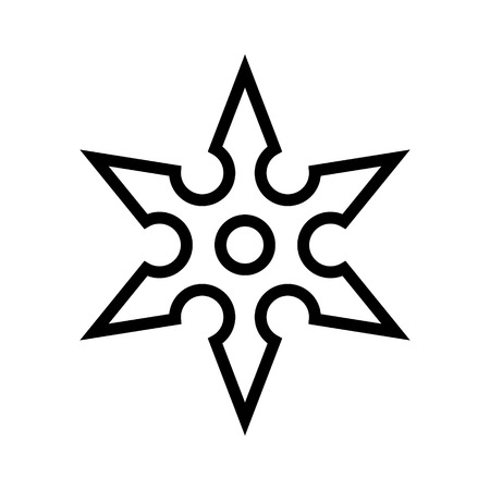 Ninja shuriken throwing star line art icon for games and websitesのイラスト素材