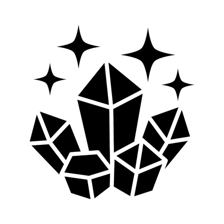 Magic crystals with glowing shine flat icon for games and websitesのイラスト素材