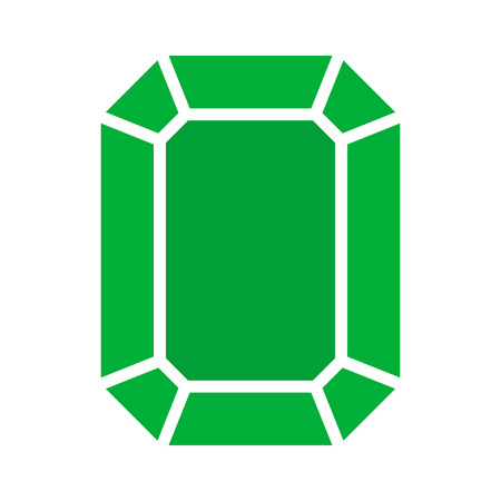 Green rectangular emerald gem flat icon for apps and websitesのイラスト素材