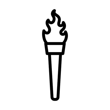 A vintage torch lit on fire line art icon for games and websitesのイラスト素材
