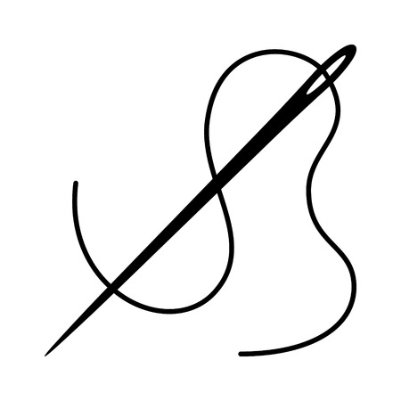 Thread and needle for sewing clothes line art icon for apps and websitesのイラスト素材