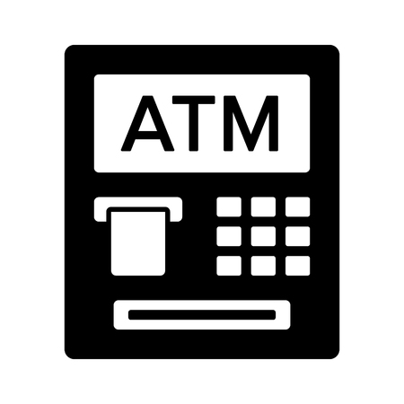 ATM / automated teller machine with text flat icon for banking apps and websitesのイラスト素材