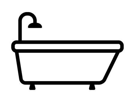Bathtub / bath tub for bathing line art icon for apps and websitesのイラスト素材