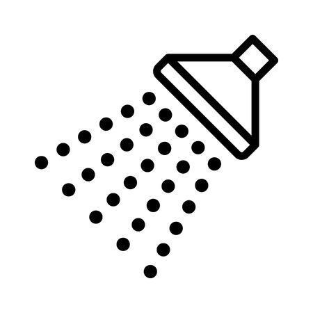 Shower sprinkler spray with water coming down diagonally line art icon for apps and websitesのイラスト素材