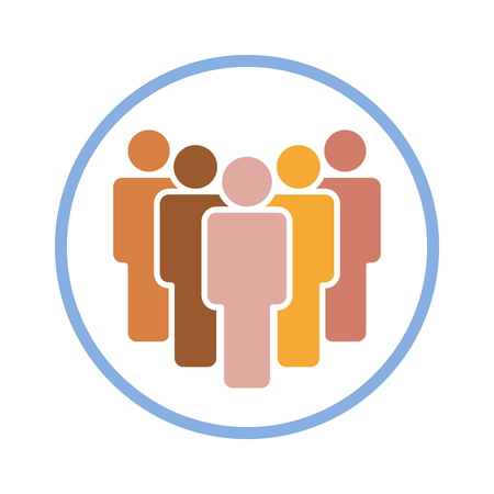 Group of people in a safe space or bubble flat color icon for apps and websitesのイラスト素材