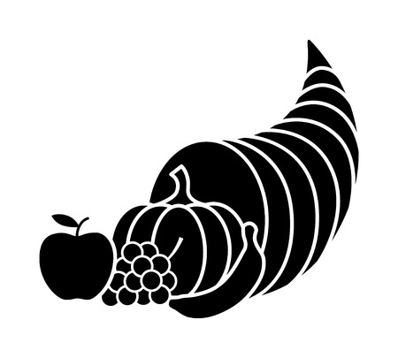 Cornucopia horn of plenty or thanksgiving basket flat icon for apps and websitesのイラスト素材