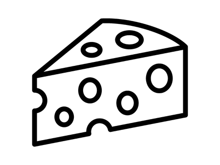 Swiss cheese or Emmental cheese line art icon for food apps and websitesのイラスト素材