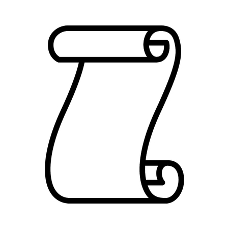 Old unrolled parchment paper certificate line art icon for games and websitesのイラスト素材