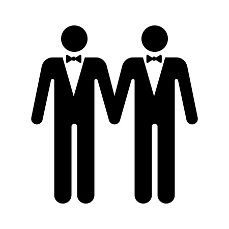 Gay marriage with two homosexual men flat vector icon for wedding apps and websitesのイラスト素材