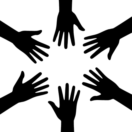 A set of hands symbolizing a team or teamwork flat icon for business apps and websitesのイラスト素材