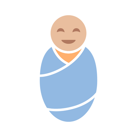 Newborn baby infant swaddled or swaddling flat vector color icon for apps and websitesのイラスト素材