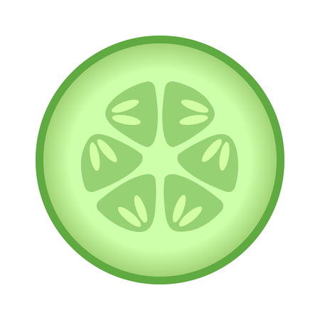 Cucumber slice cross section with seeds flat vector color icon for food apps and websitesのイラスト素材