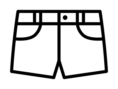 Women's jean shorts, hotpants / hot pants or short shorts line art vector icon for fashion apps and websitesのイラスト素材