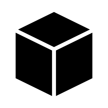 Three dimensional or 3D cube hexahedron flat vector icon for apps and websitesのイラスト素材