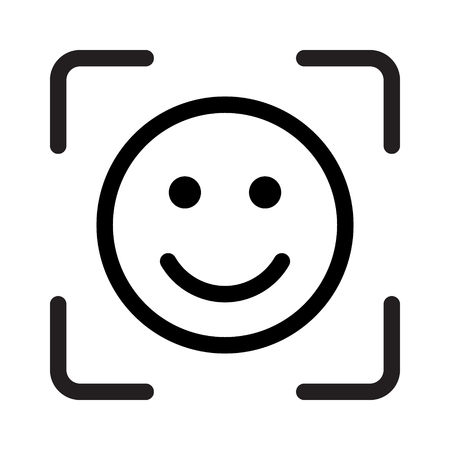 Facial recognition system face scan line art vector icon for apps and websitesのイラスト素材