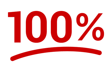 Red 100% or 100 percent number with underline flat vector icon for apps and websitesのイラスト素材