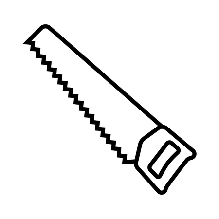 Hand saw or handsaw carpentry tool line art vector icon for apps and websitesのイラスト素材