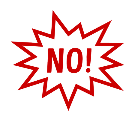 Red cartoon scream speech bubble / balloon with the word "NO" line art vector icon for comic apps and websitesのイラスト素材