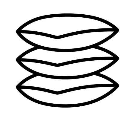 A stack of three bedding pillows or decorative cushions line art vector icon for apps and websitesのイラスト素材