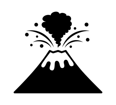 Volcano eruption with lava and smoke flat vector icon for apps and websitesのイラスト素材