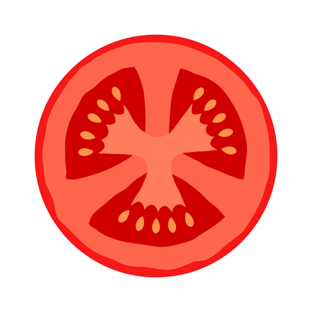Tomato half slice cross section flat vector color icon for food apps and websitesのイラスト素材