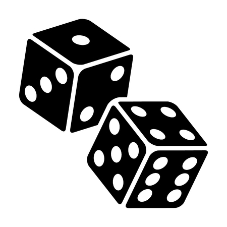 Two dice to gamble or gambling in craps flat vector icon for casino apps and websitesのイラスト素材