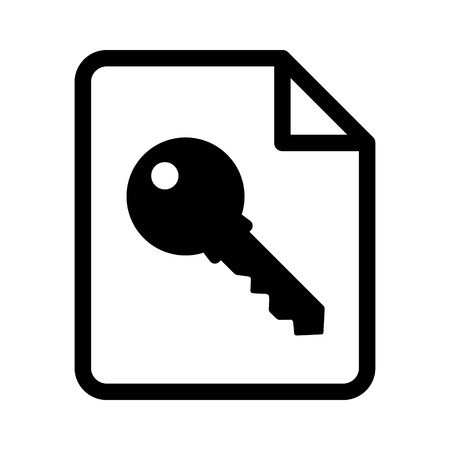 Document key or private encryption key for file line art icon for apps and websitesのイラスト素材