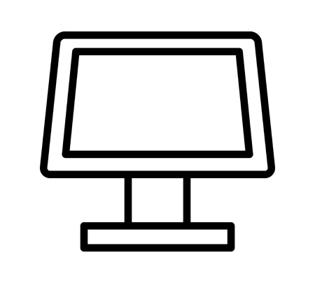 Self service desktop kiosk with touch screen line art vector icon for apps and websitesのイラスト素材