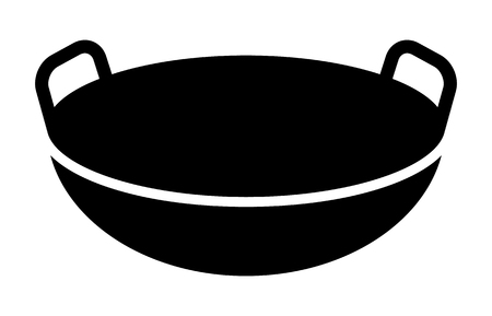Traditional Chinese wok cooking pan flat vector icon for food apps and websitesのイラスト素材