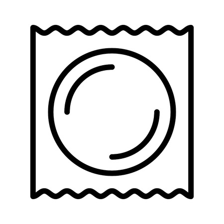 Wrapped condom for safe sex line art vector icon for apps and websitesのイラスト素材