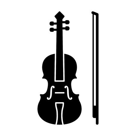 Classical violin with bow - string musical instrument flat vector icon for music apps and websitesのイラスト素材
