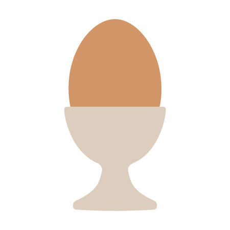 Egg cup server holder with brown hard boiled egg flat vector color icon for food apps and websitesのイラスト素材