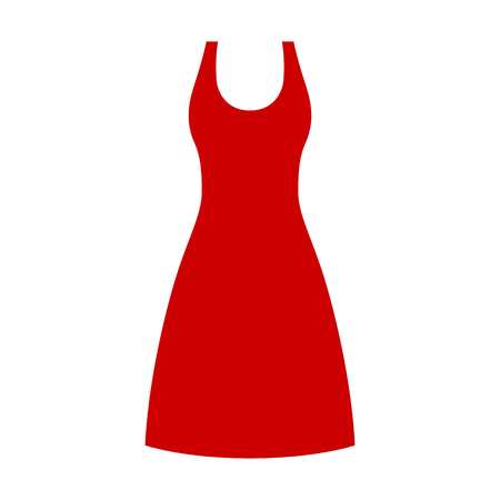 Red knee length dress or gown flat vector icon for fashion apps and websitesのイラスト素材